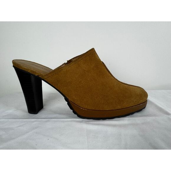 Enzo Angiolini Felicity Vintage Mustard Suede and Wood Heel Mules Size 8 - Picture 7 of 16